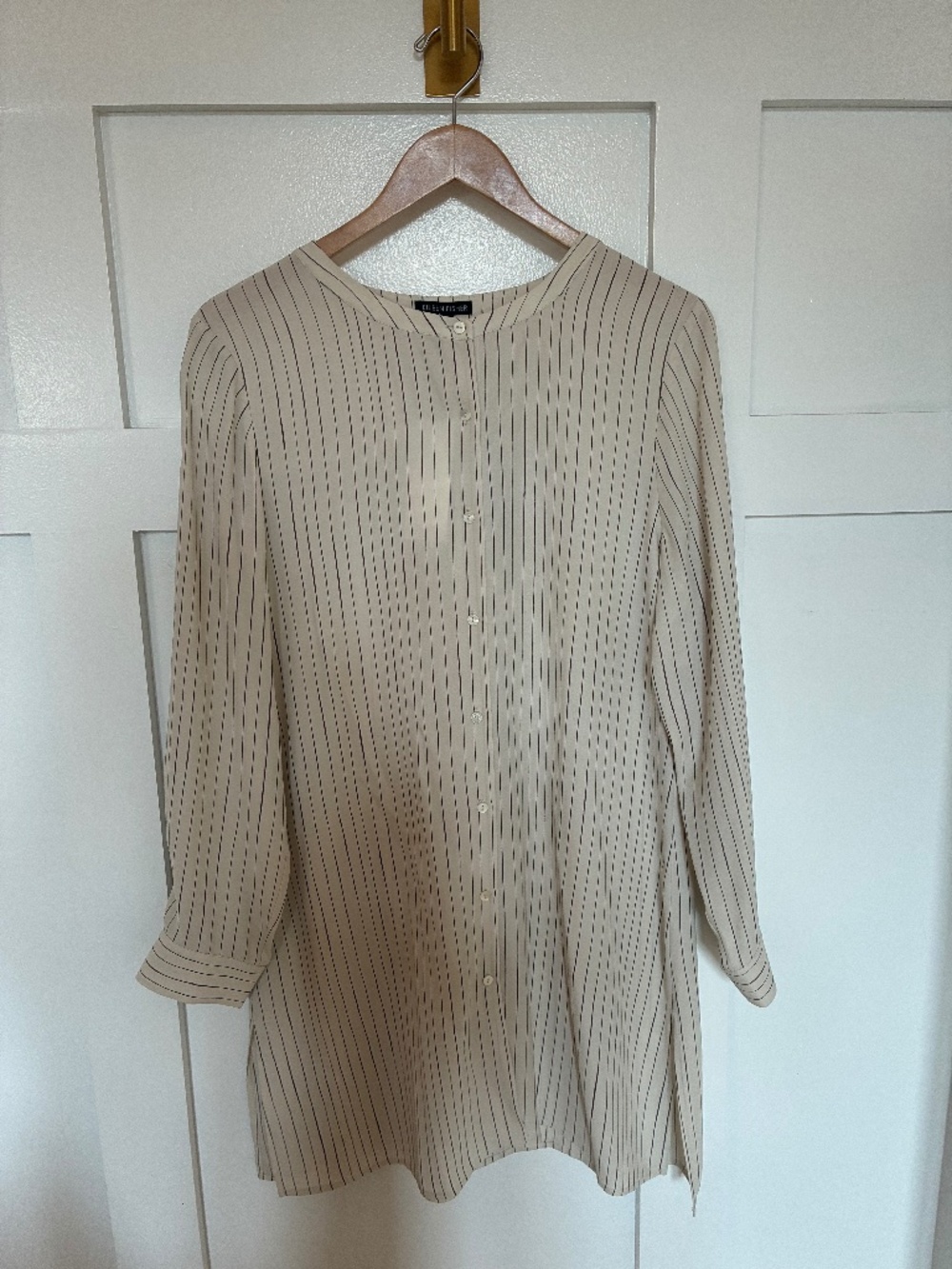 NWT Eileen Fisher Painterly Stripe silk crepe tunic